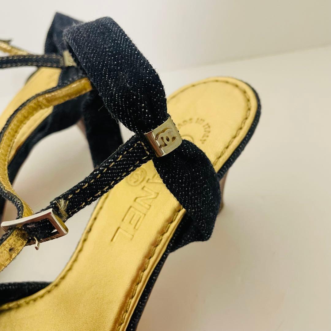 CHANEL デニムサンダル パンプス ヒール
