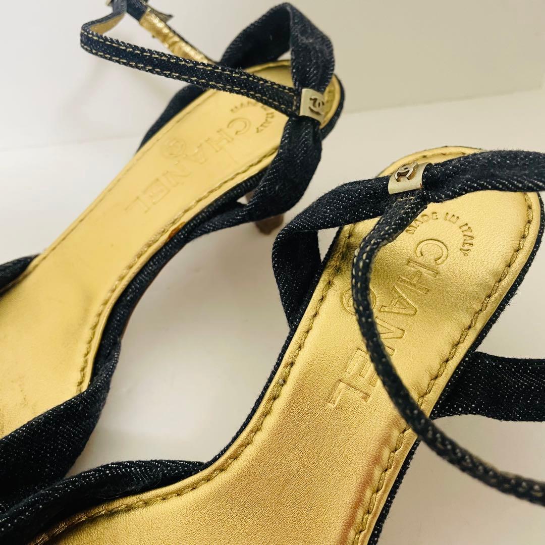 CHANEL デニムサンダル パンプス ヒール