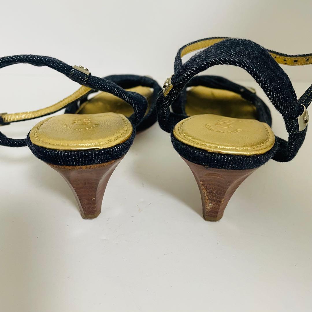 CHANEL デニムサンダル パンプス ヒール