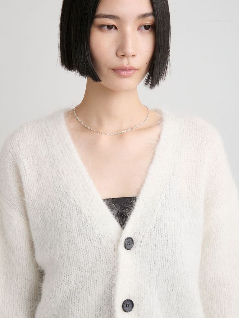 ※はるお※ミースロエ／ホリデーシャギーニットカーデ【WHT】新品・タグ付き