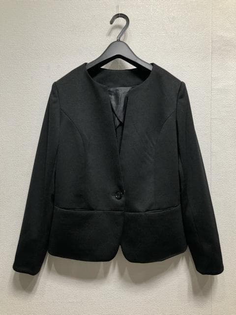 新品☆15号L黒系無地セミワイドパンツスーツお仕事フォーマル☆r282