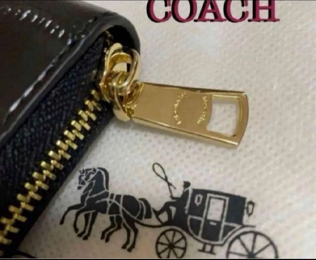 新品未使用コーチCOACHクロコ型押しレザー長財布ブラックラウンドファスナー