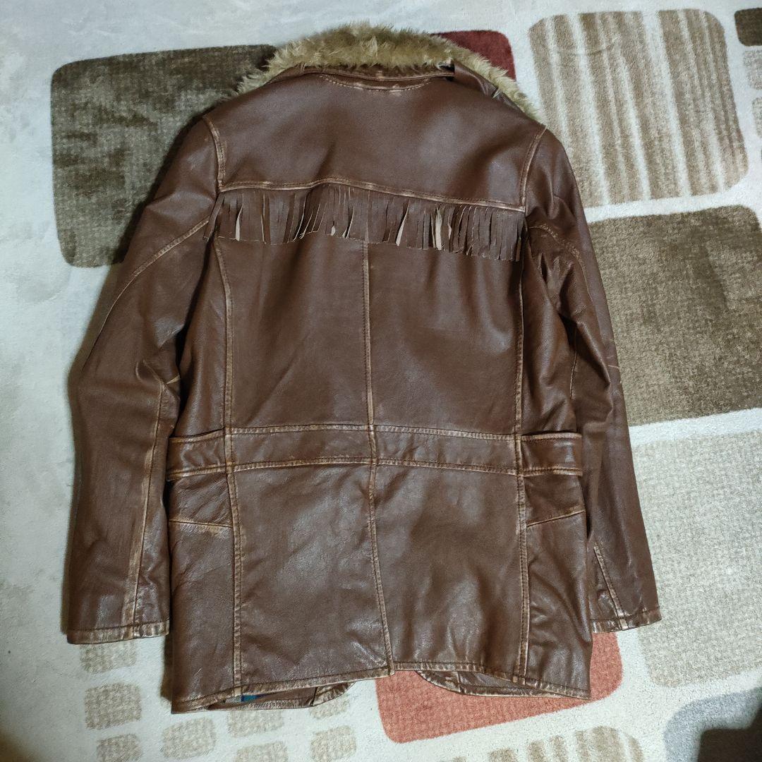 レアSchottボア襟現行タグ フリンジジャケットダメージ加工、交換可