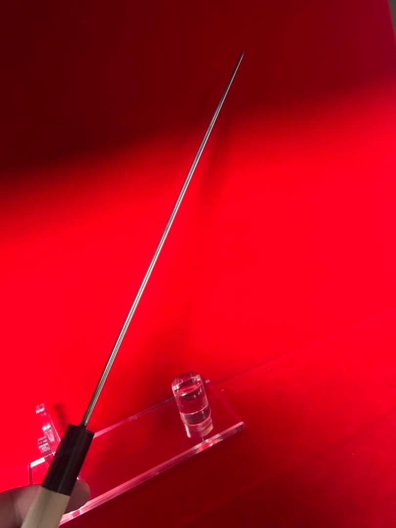 01594 包丁　先丸蛸引　尺一　玉鋼　両刃　刃文有り　墨流し　箱付　未使用品