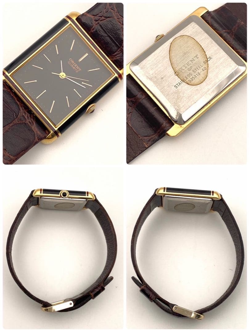 【稼働】ORIENT タンク 腕時計 レクタンギュラー メンズ ゴールド