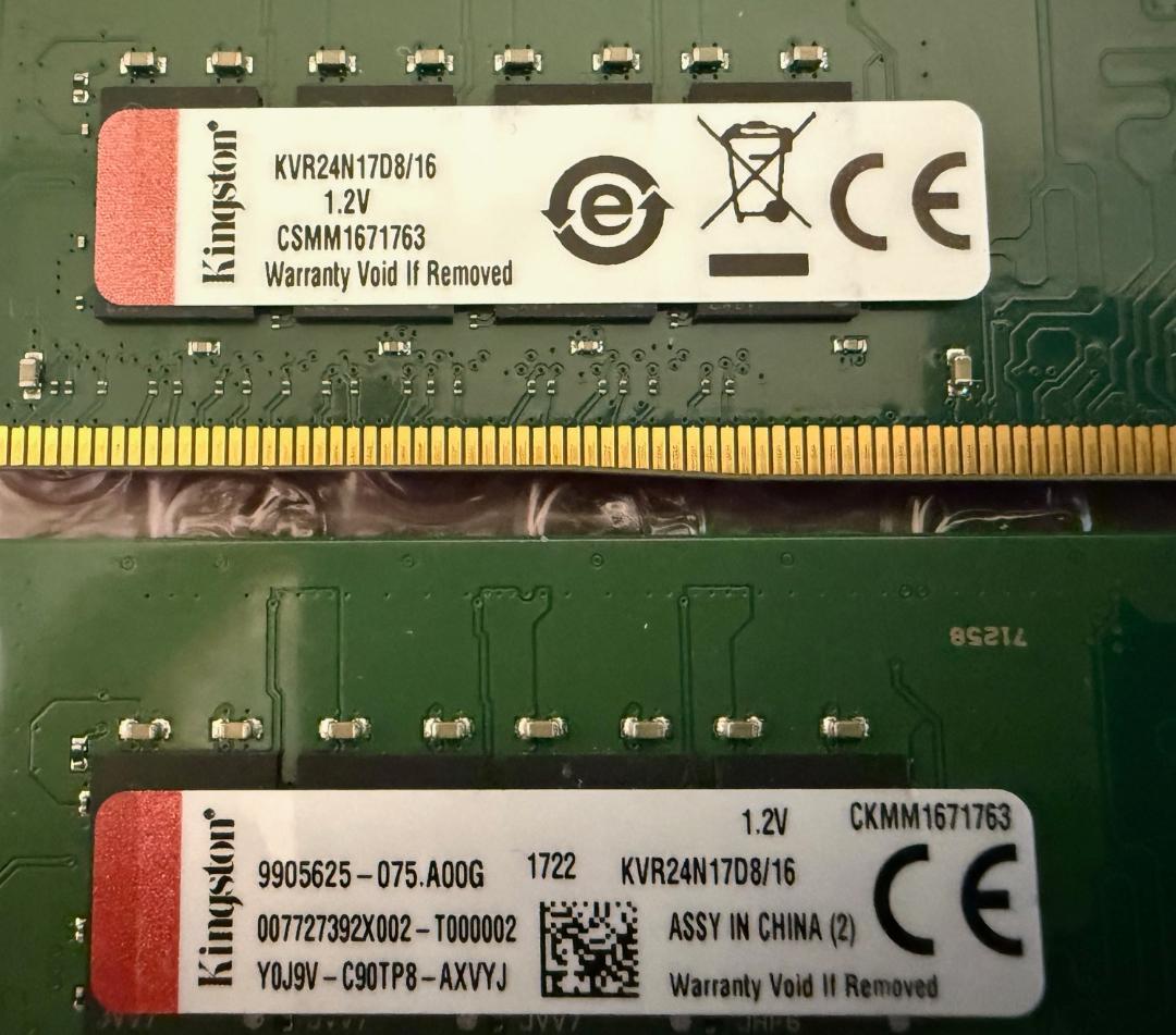 デスクトップ用DDR4-2400 16GB ×2 計32GB メモリ