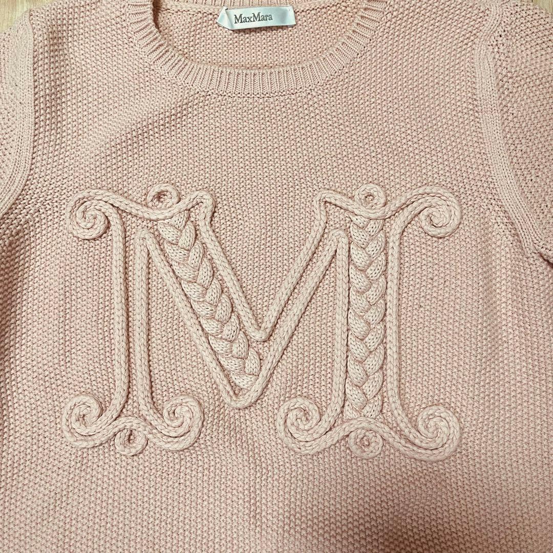 MaxMara マックスマーラ　ピンク M刺繍 ニットセーター 長袖
