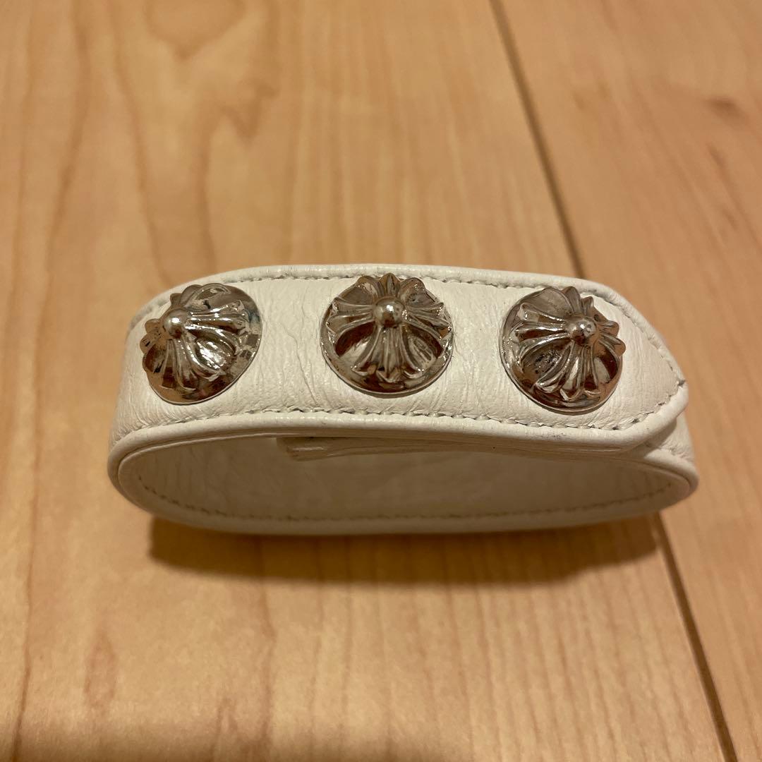 【美品】クロムハーツ　レザーブレスレット　ホワイト