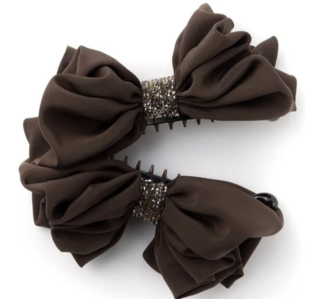 コンプレックスビズ　ラフィネリボン バナナクリップ(ブラウン)