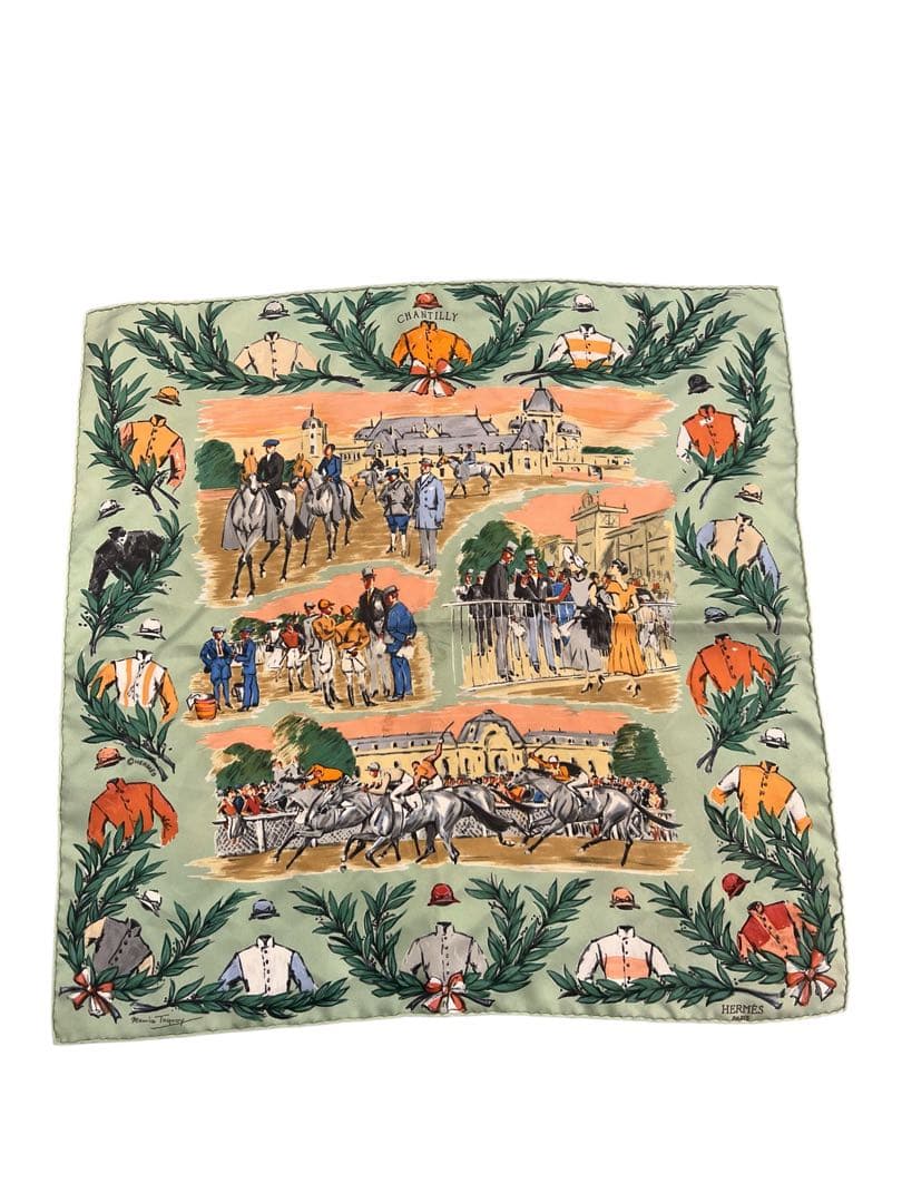 HERMES 競馬テーマ シルクスカーフ
