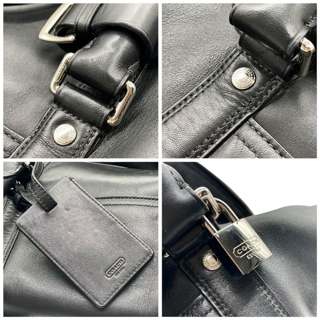 美品　コーチ　ボストンバッグ　黒　2way　A4収納　レザー　斜め掛け可　X