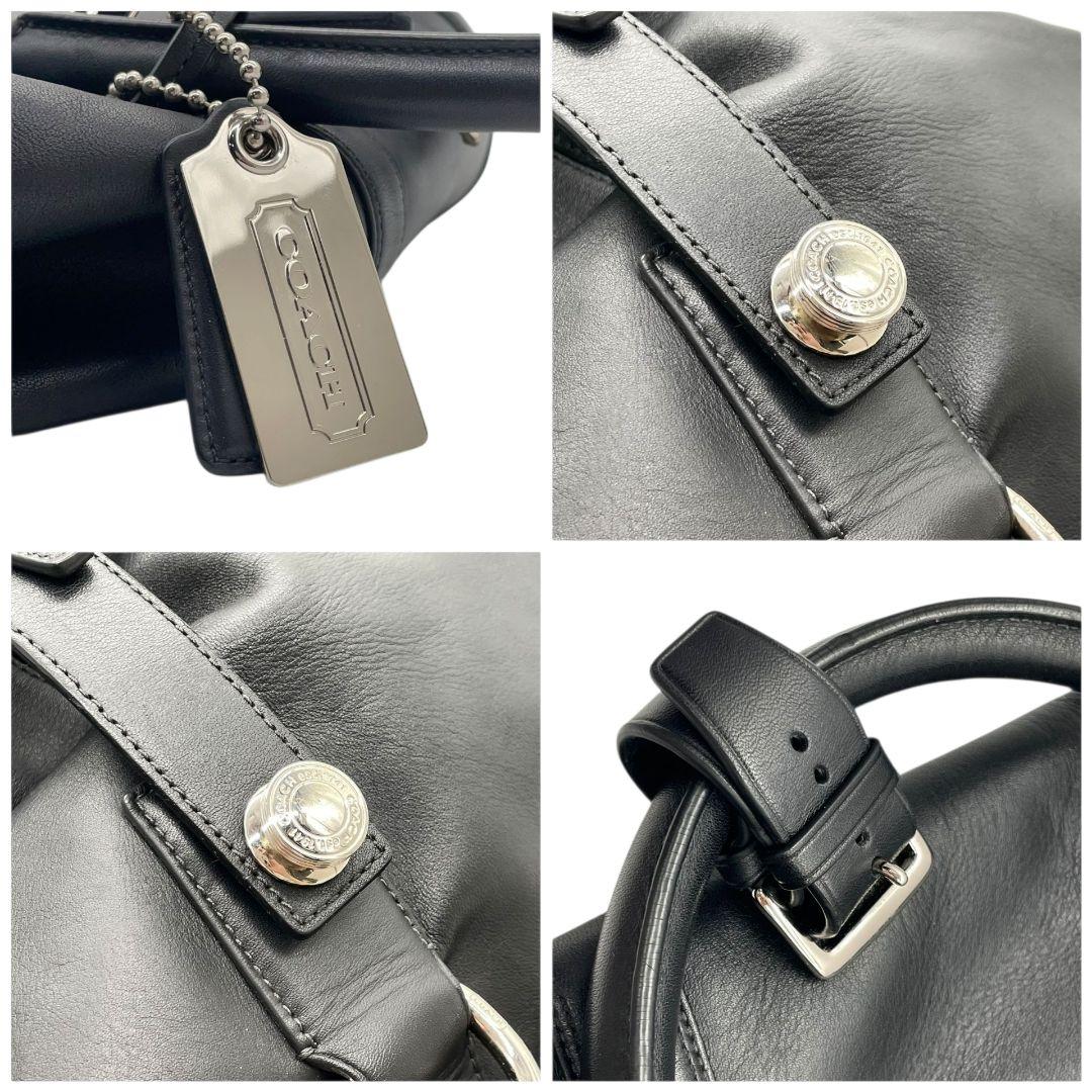 美品　コーチ　ボストンバッグ　黒　2way　A4収納　レザー　斜め掛け可　X