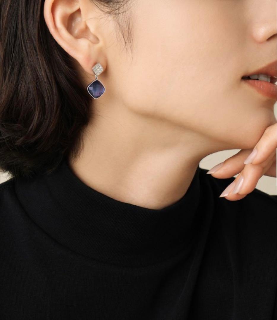 保証書有り ヴァンドームブティック　シェル カラーストーン ピアス　黒蝶貝