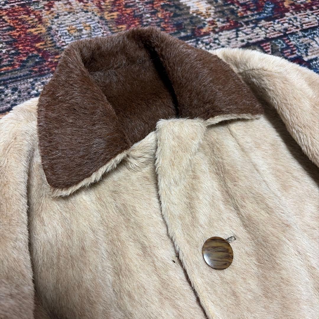 60s Lama far wool reversible coat ウール