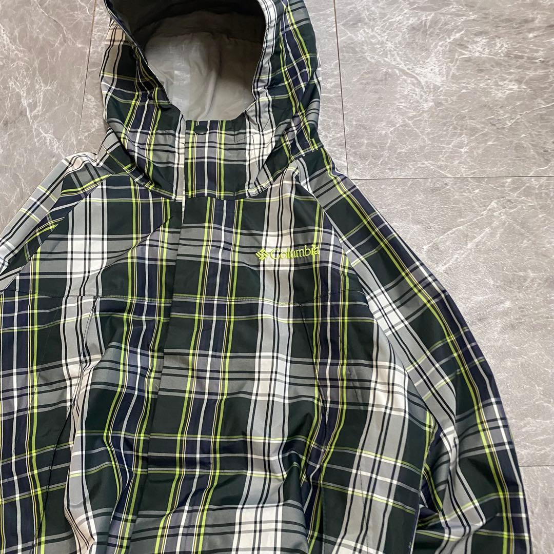 00s Columbia 短丈 shell jacket テック系 チェック S
