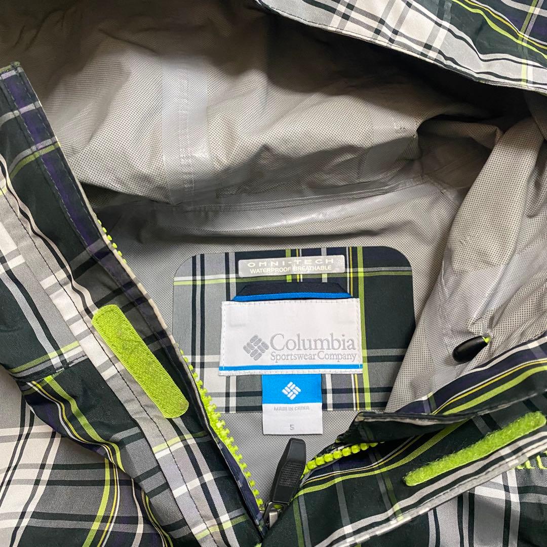 00s Columbia 短丈 shell jacket テック系 チェック S