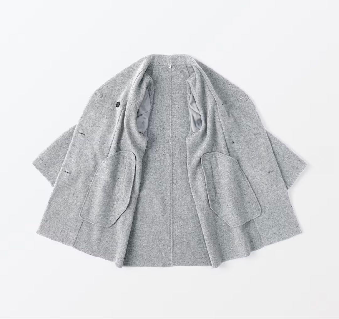 MUJI Labo 婦人　カシミヤ混ノーカラーコート Ｍ　ライトグレー　ムジラボ