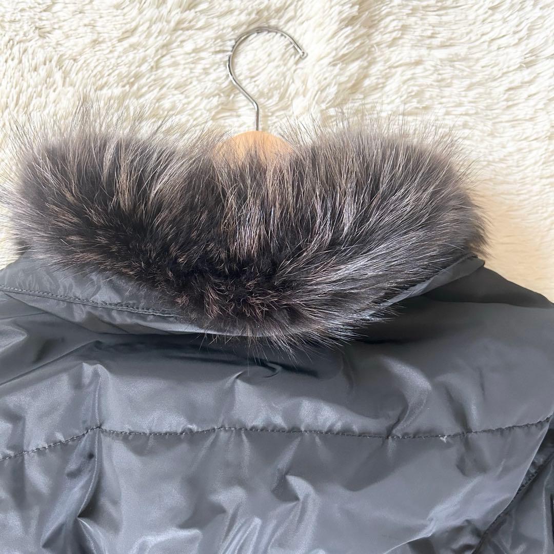 【極美品】BALMAIN ダウンコート Aライン ラクーン ロング ブラック L