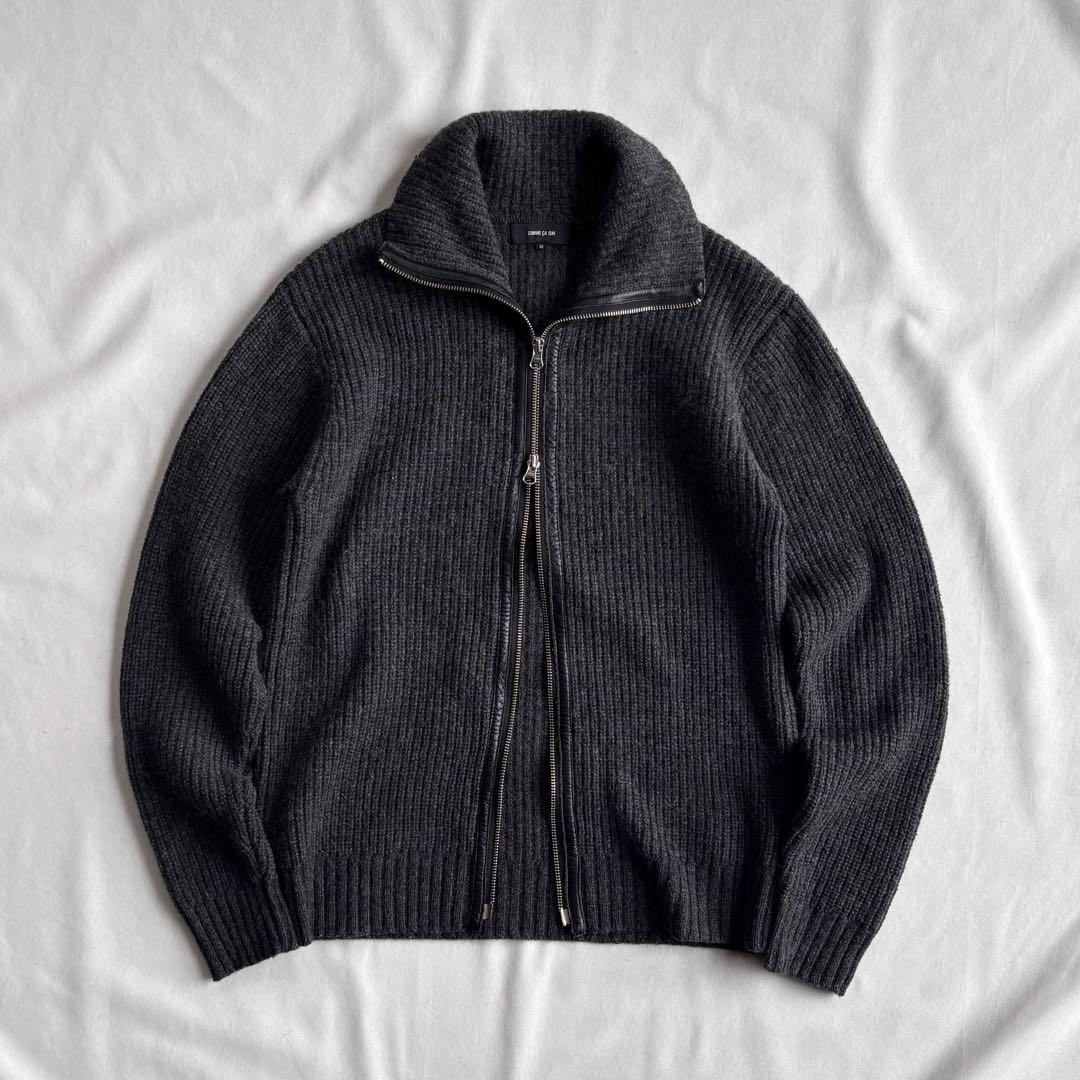 00s COMME CA ISM wool ds knit レザー切替