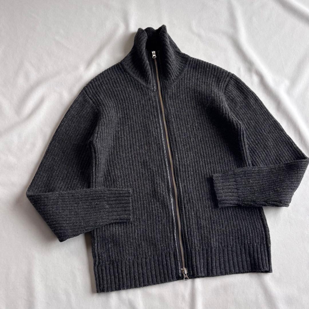 00s COMME CA ISM wool ds knit レザー切替