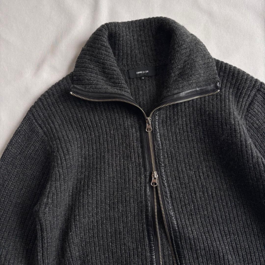 00s COMME CA ISM wool ds knit レザー切替