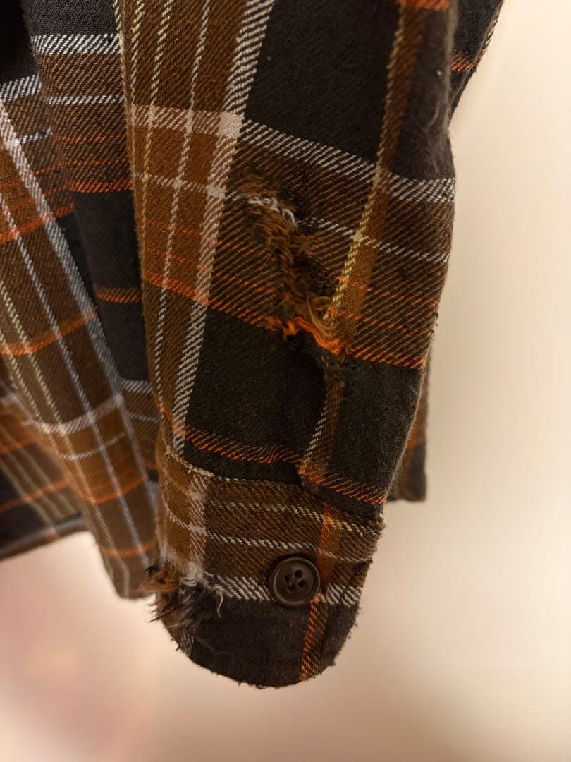 トップス unused us2285 damaged check shirt