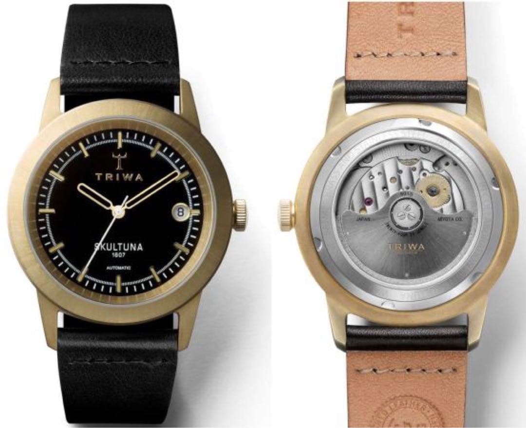 TRIWA SKULTUNA 自動巻き時計 ブラックダイアル