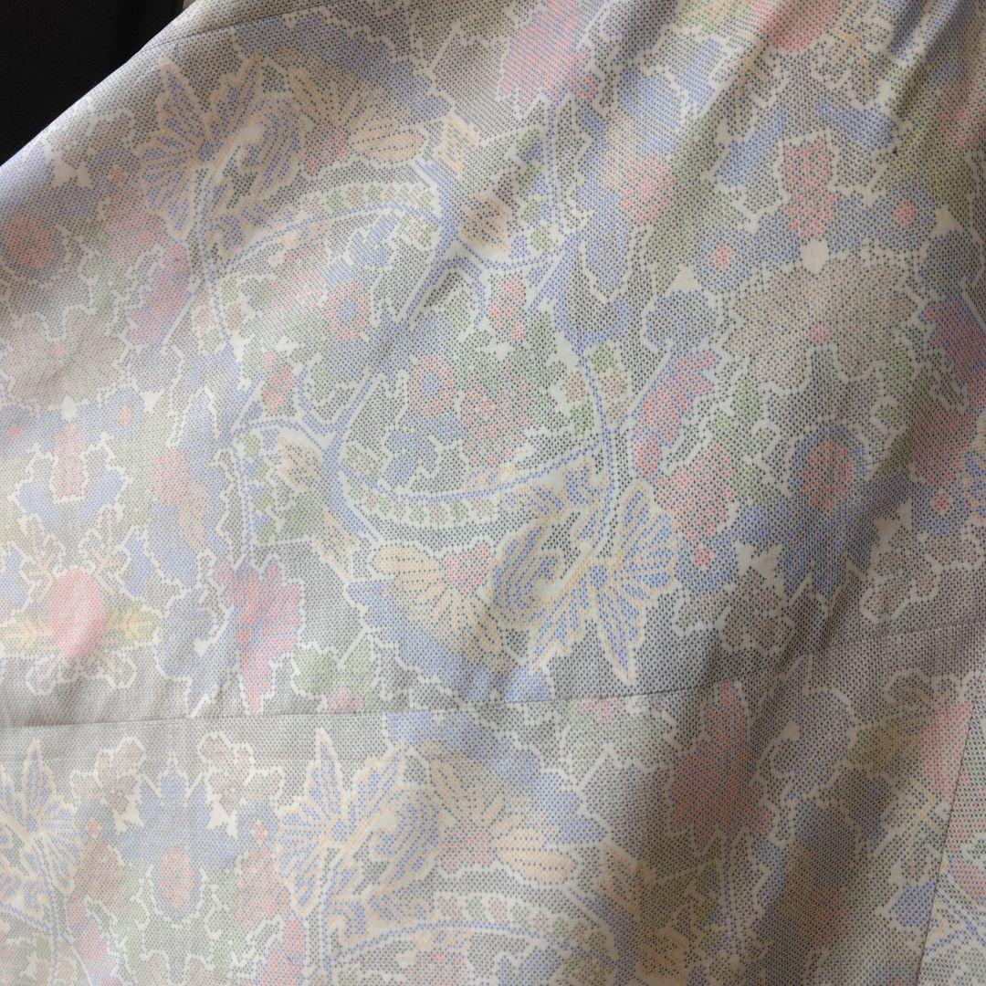 白大島紬解き生地から、バイアス仕立てロングフレアーワンピース　M寸