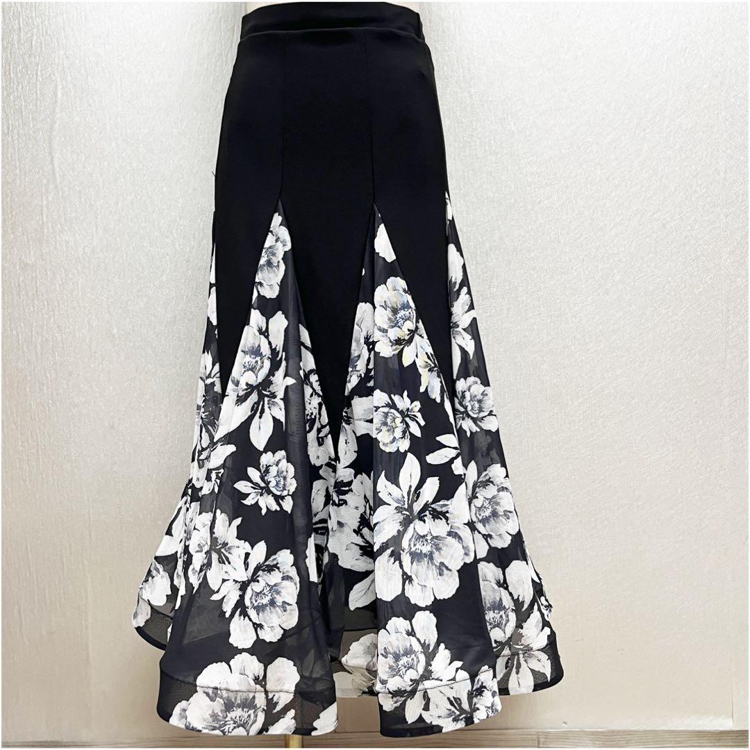 新品 社交ダンス セットアップ モノトーン花柄
