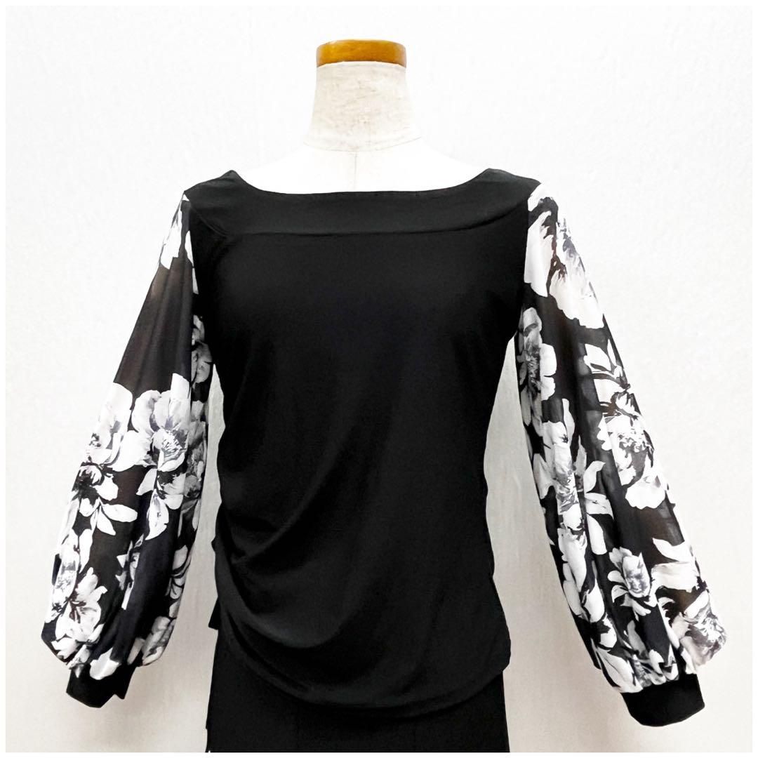 新品 社交ダンス セットアップ モノトーン花柄