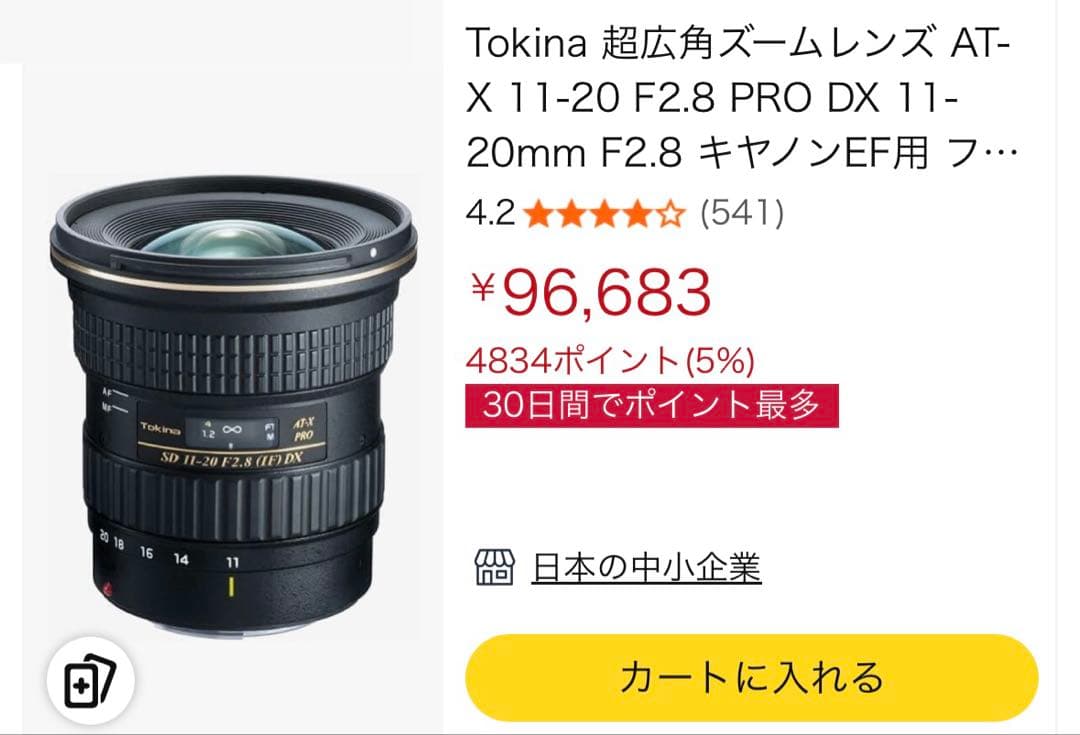 Tokina 超広角ズームレンズ AT-X 11-20 F2.8 PRO DX