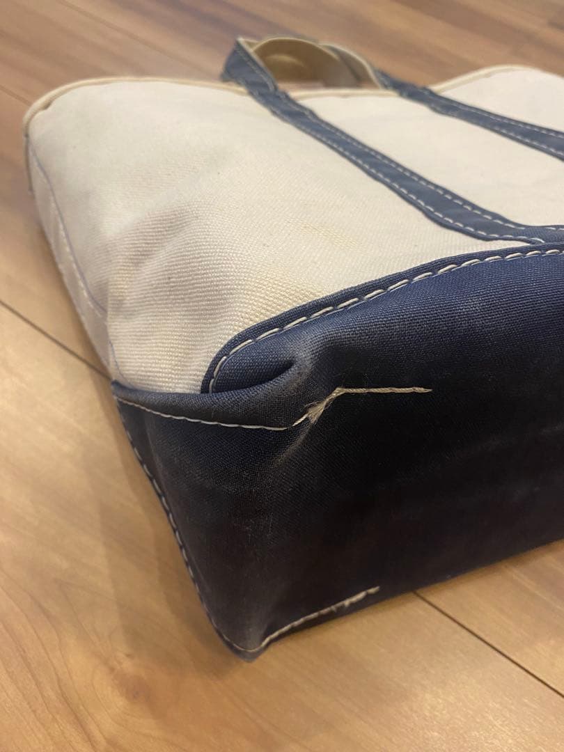 80s エルエルビーン　トートバッグ　2色ギザタグ　ネイビー　フェード　M