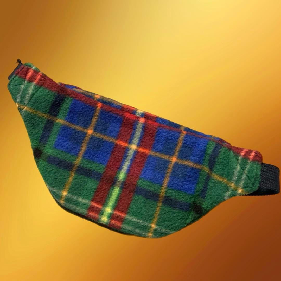 新品タグ付き ポロ ラルフローレン ウエストバッグ フリース チェック 刺繍ロゴ