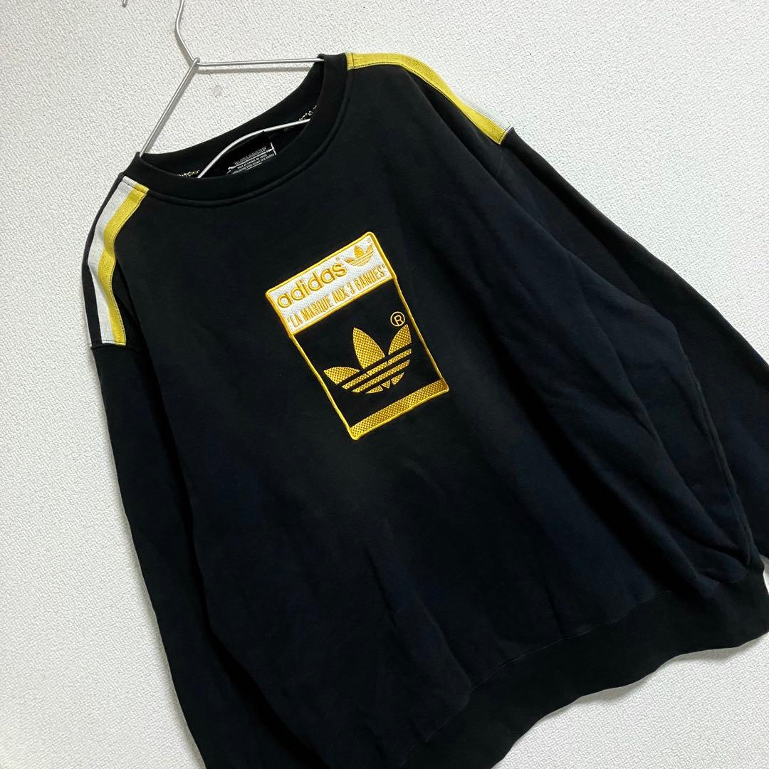 old adidas アディダス 90s スウェット 刺繍ロゴ L ブラック
