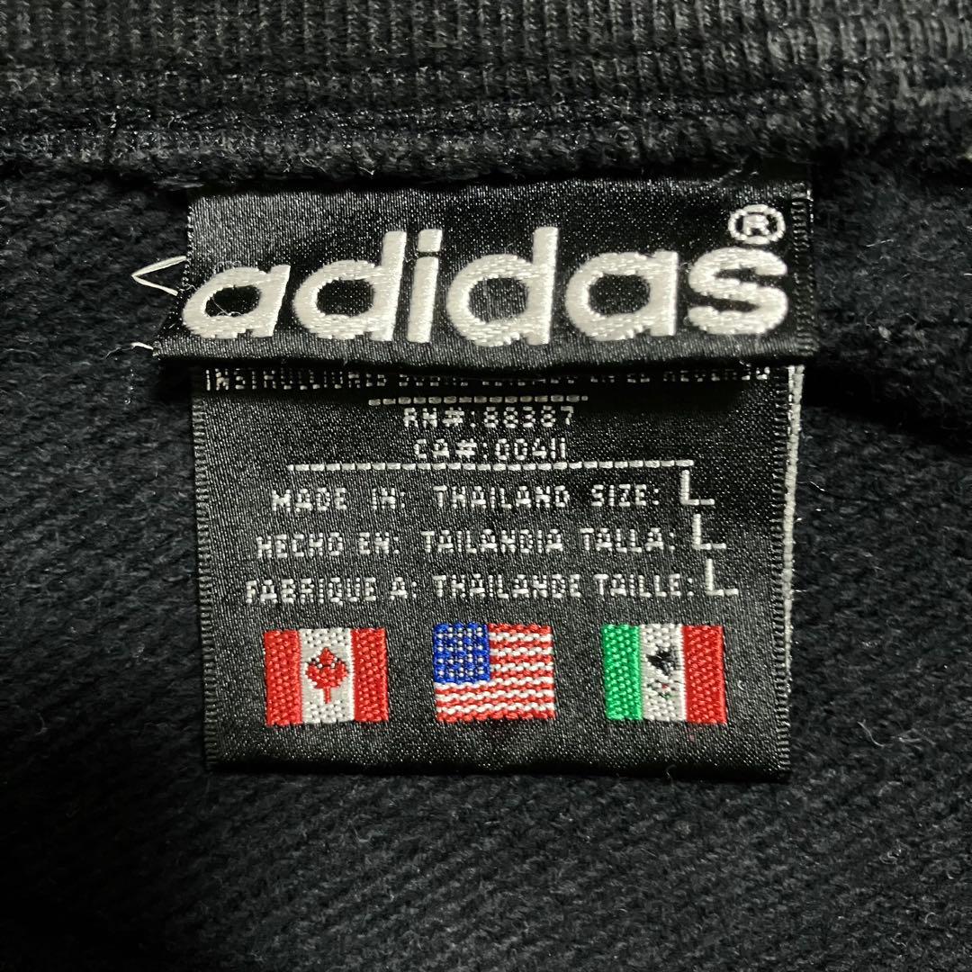 old adidas アディダス 90s スウェット 刺繍ロゴ L ブラック