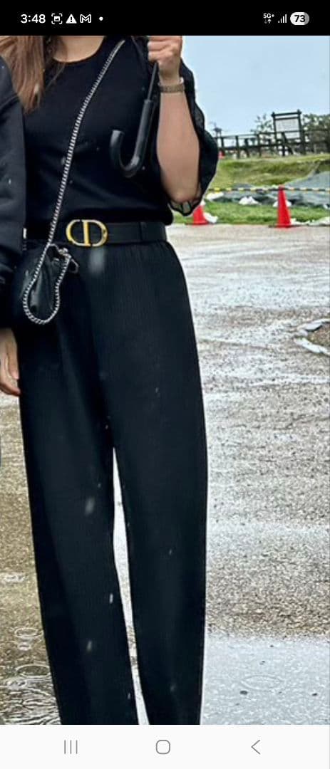 DIOR　黒のレザーベルト 金色バックル