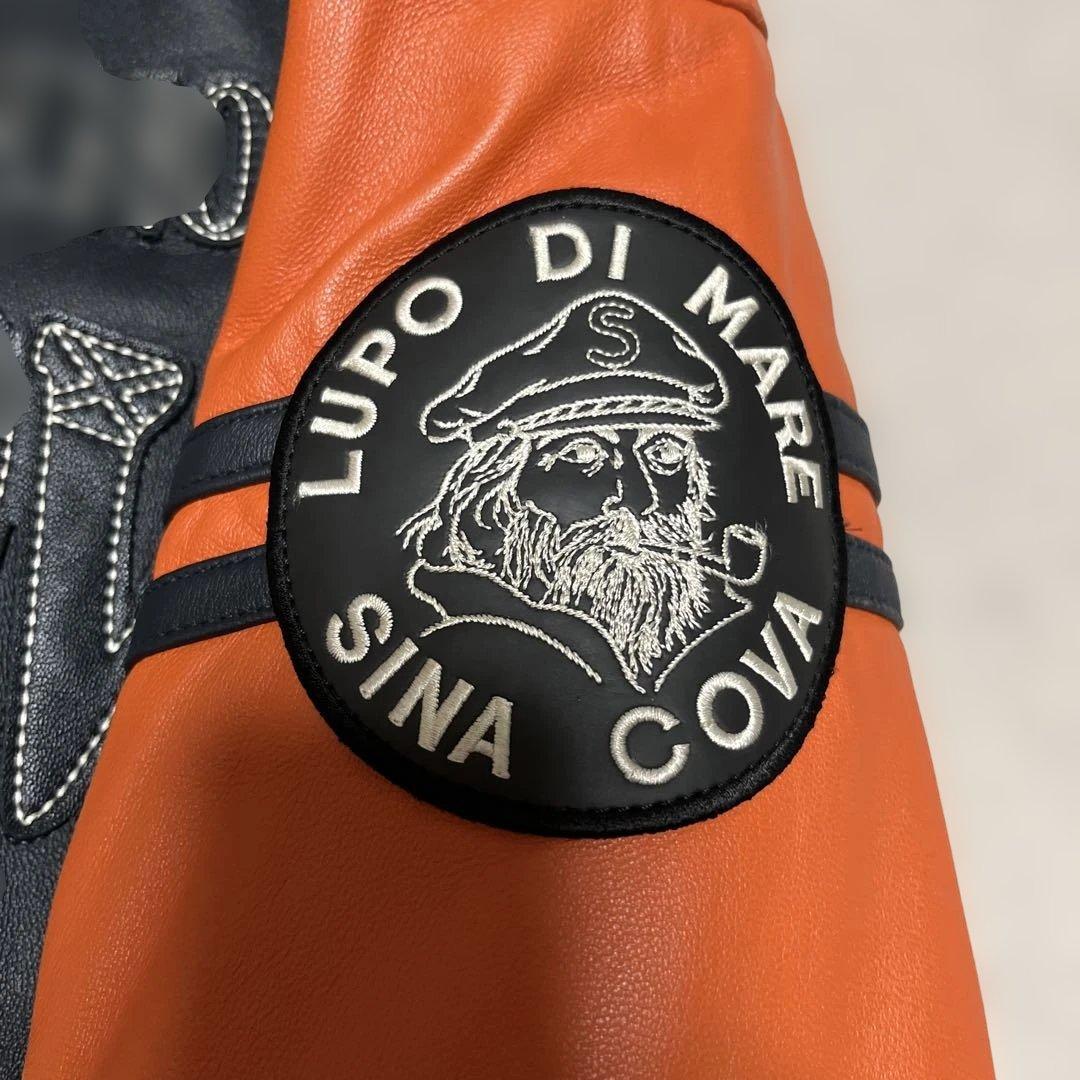 SINA COVA レザー ジャケット 黒とオレンジ