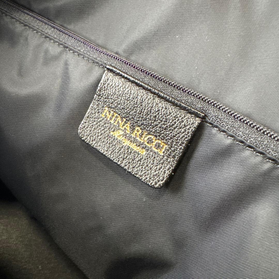 ほぼ未使用品 NINA RICCI ニナリッチ ナイロン総柄 ボストンバッグ 黒