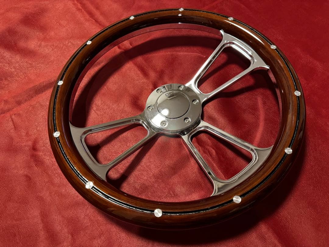 ウッド×ビレット コンビステアリング350mm☆モモピッチ☆ホーンボタン付