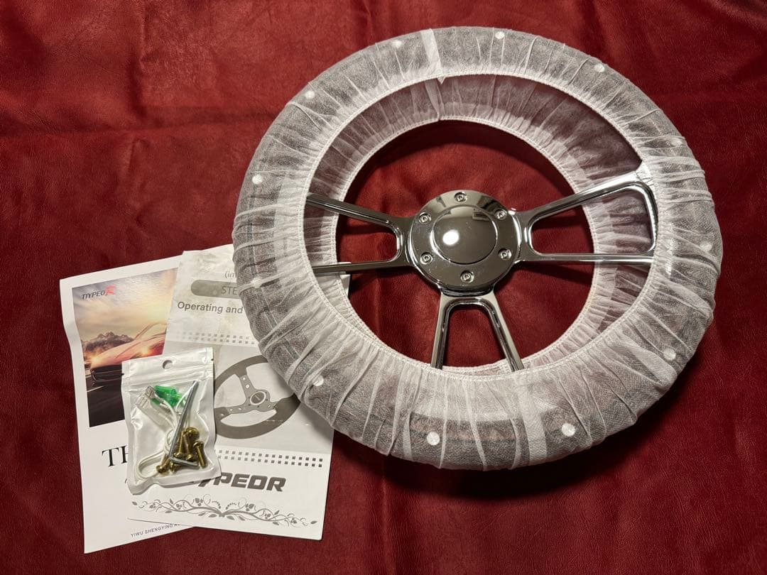 ウッド×ビレット コンビステアリング350mm☆モモピッチ☆ホーンボタン付