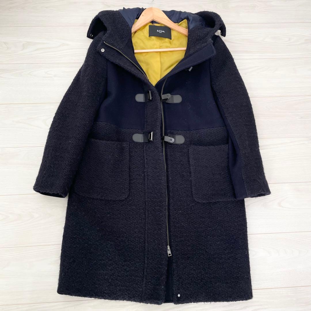 美品✨ポールスミス ニット切替 ダッフルコート 40 ネイビー ロング丈 ウール