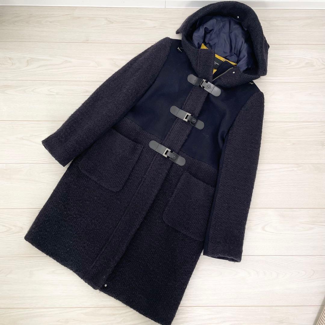 美品✨ポールスミス ニット切替 ダッフルコート 40 ネイビー ロング丈 ウール