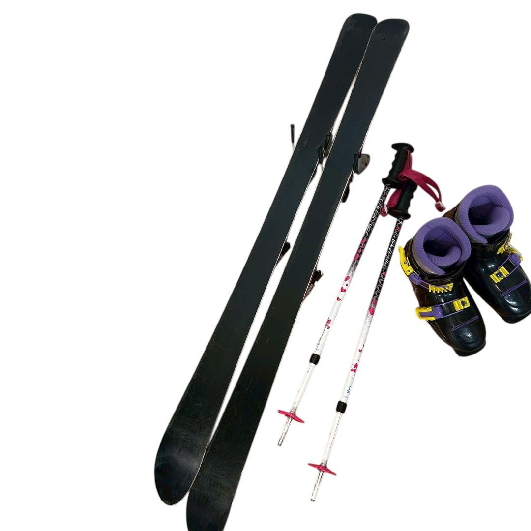 ⑩ジュニアスキー3点セット 板120cm/靴22cm/ストック 子供用フルセット