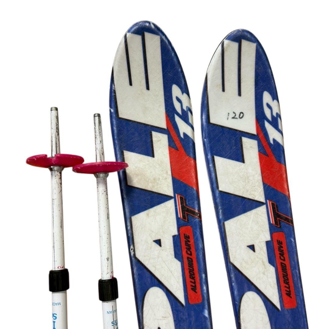 ⑩ジュニアスキー3点セット 板120cm/靴22cm/ストック 子供用フルセット