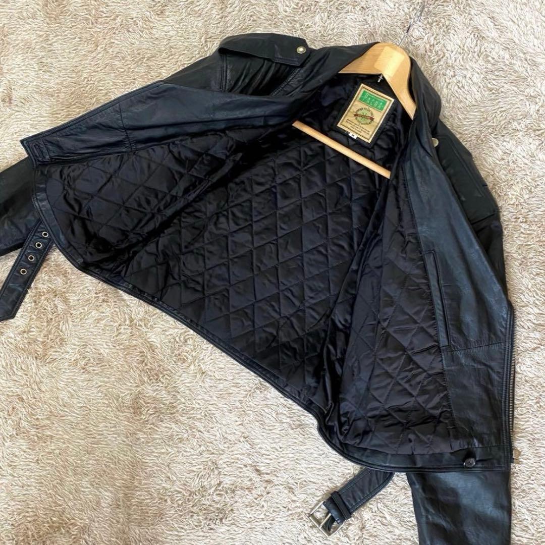 PACHA ショート丈ダブルレザージャケット　ライダース　ブラック