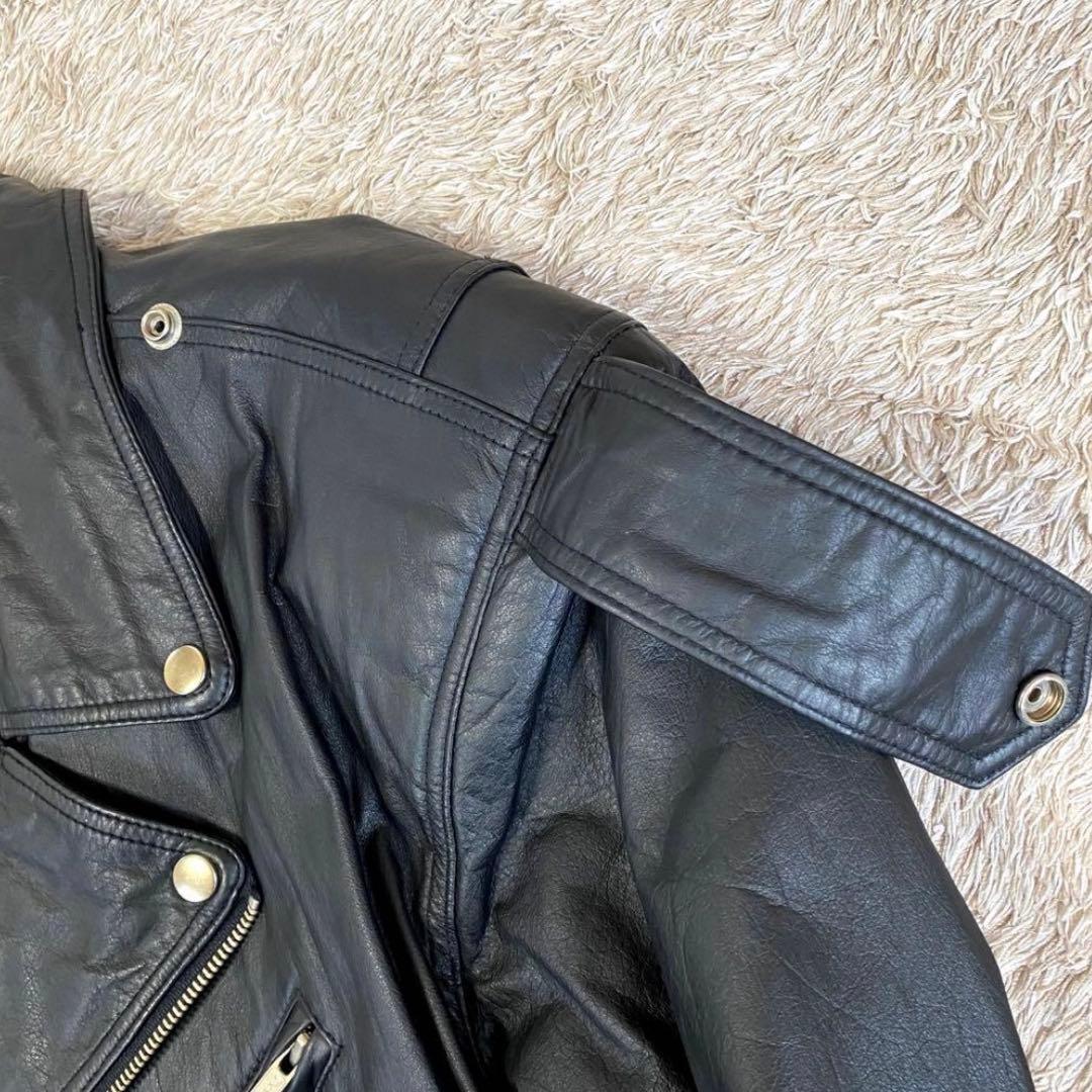 PACHA ショート丈ダブルレザージャケット　ライダース　ブラック