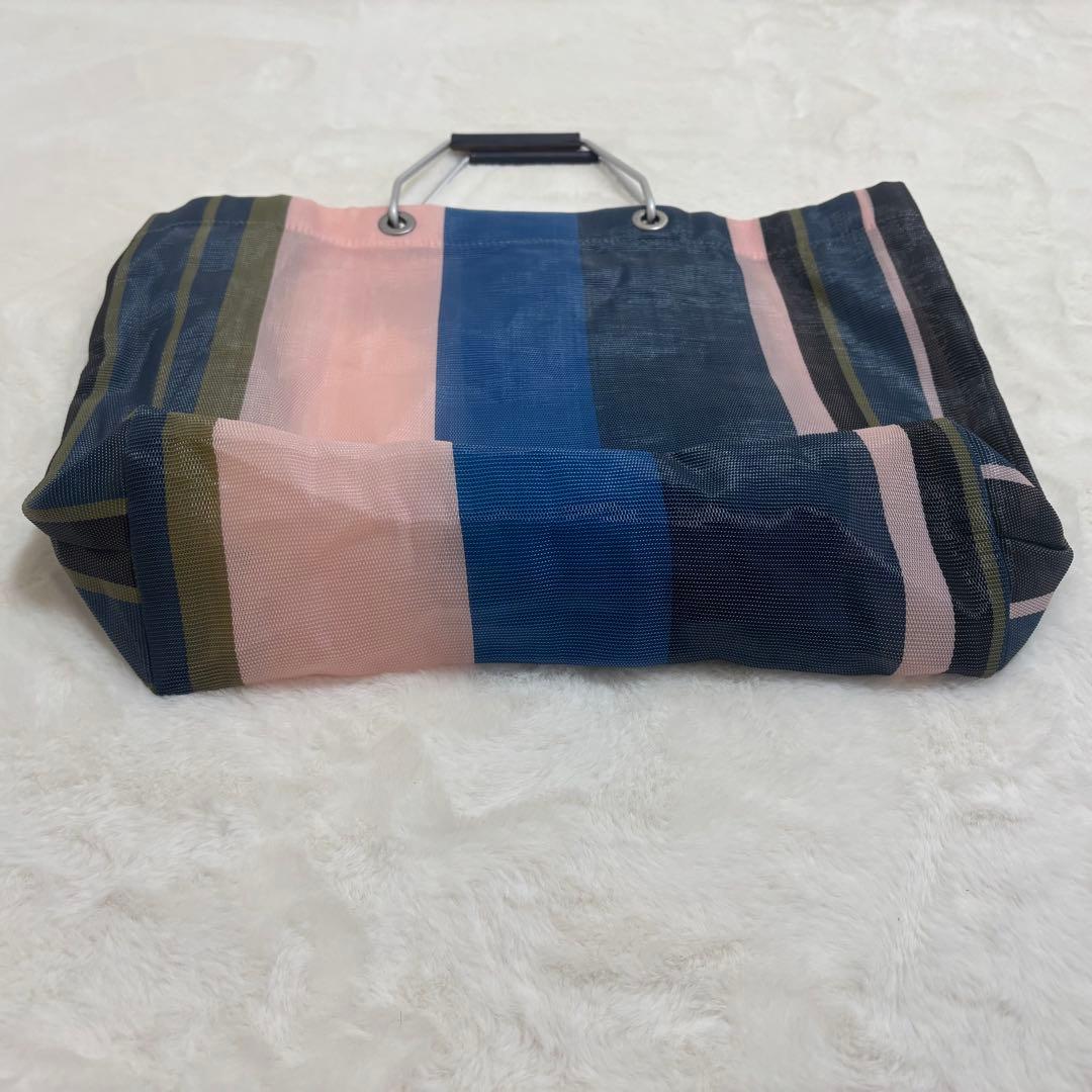 MARNI ストライプ フラワーカフェ エコバッグ メッシュ ハンドル