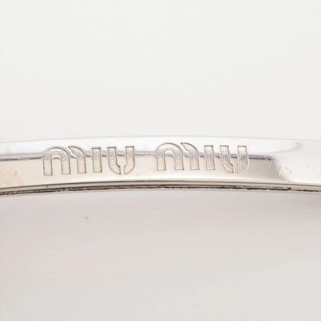 ミュウミュウ　ヘアピン　GP ラインストーン　サークルロゴ　シルバー　ピンク