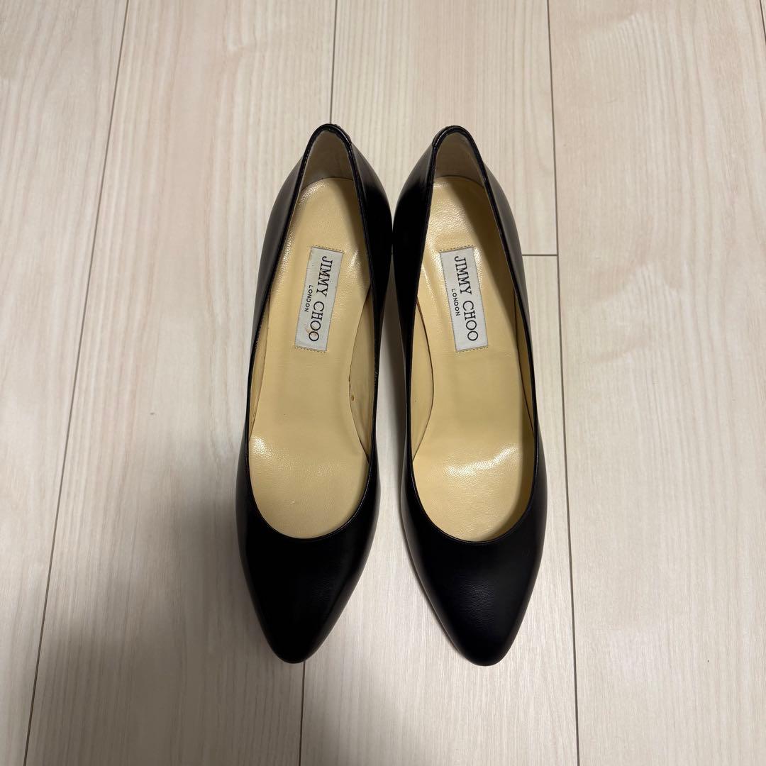 JIMMY CHOO ブラックレザー ハイヒール
