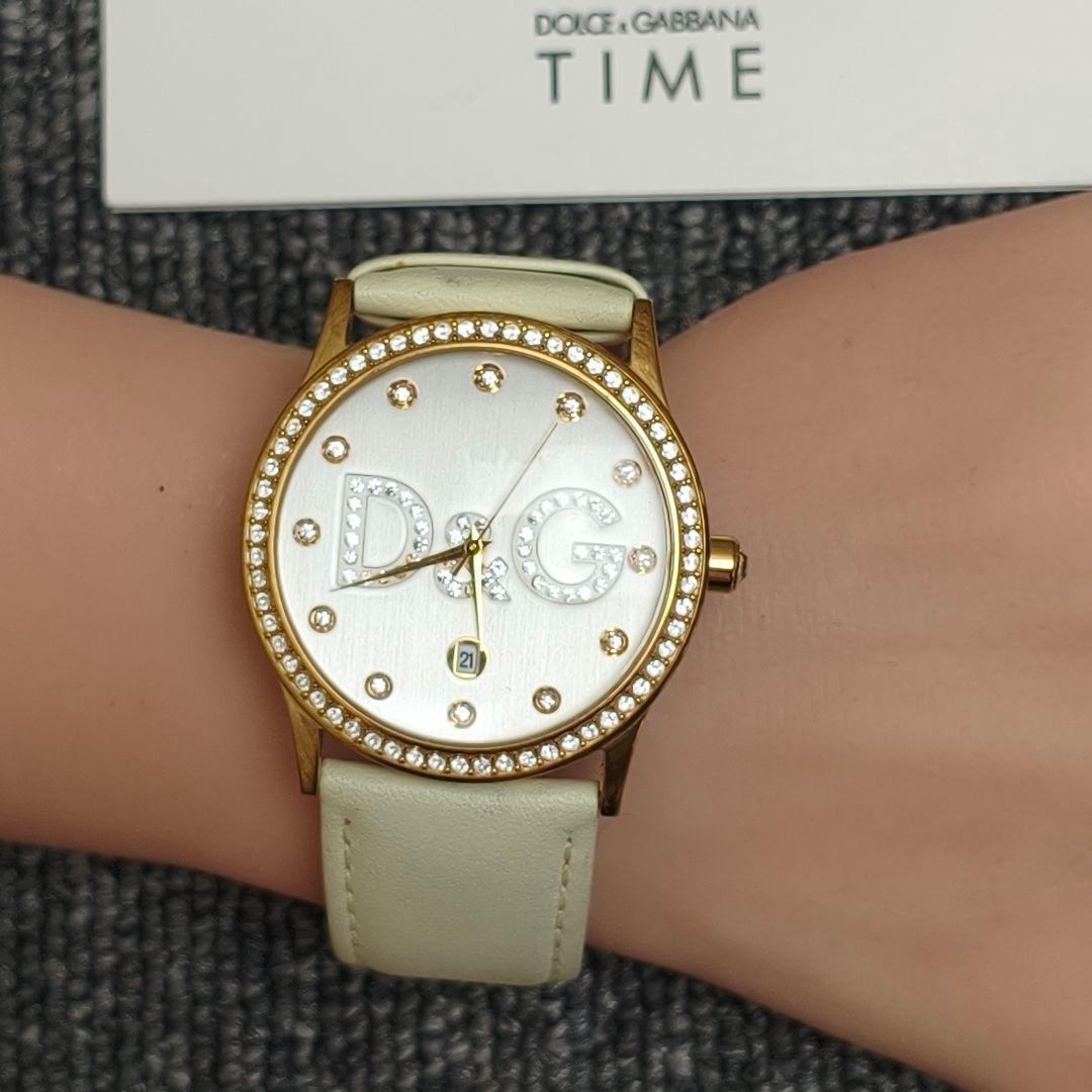 動作品 D&G TIME アナログ腕時計 ゴールド アイボリー　定価11万円